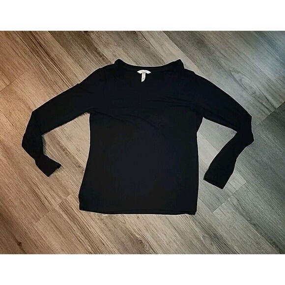 SOMA Black Small Tunic Top Long Sleeve Scoop Neck Soft Knit Lounge Wear Cozy - Picture 4 of 7